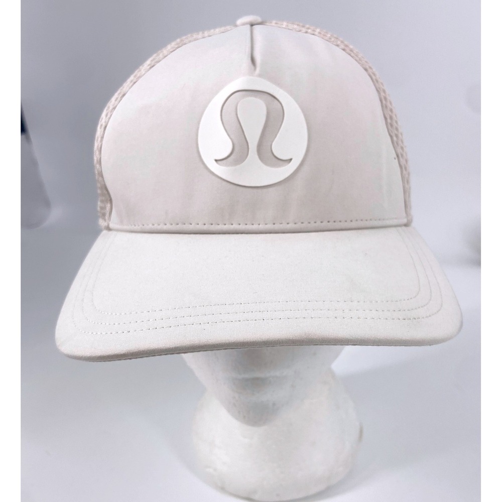 Lululemon Trucker Mesh Back Adjustable Snapback Logo Cap Light Light Beige L/XL